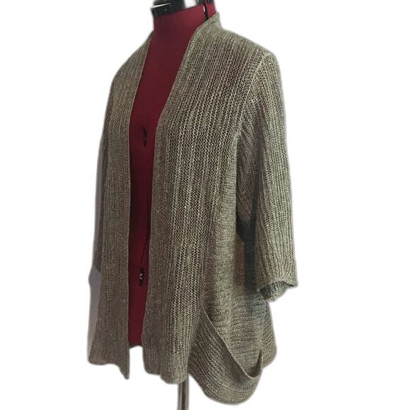 Eileen Fisher Linen Silk Blend Open Front Cardigan Women's Size Large Grey - Picture 6 of 10